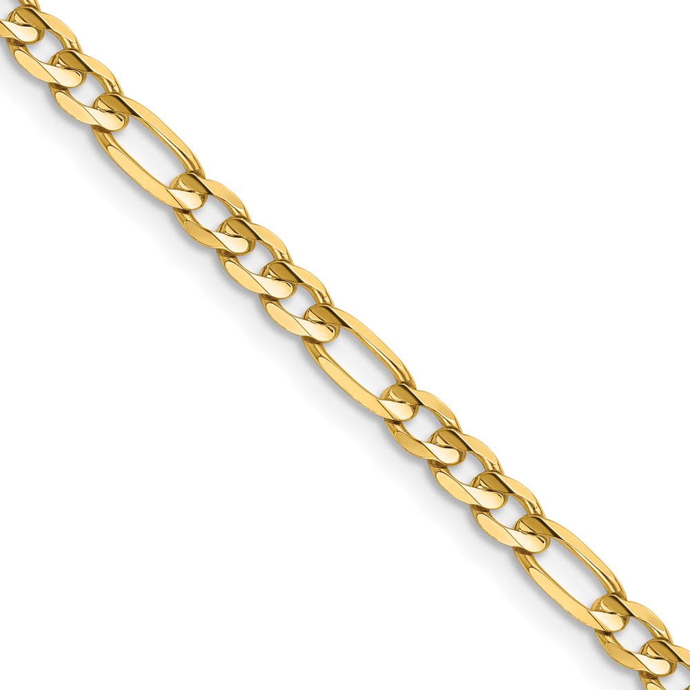 14K 16 inch 4mm Concave Open Figaro with Lobster Clasp Chain (LFG100-16)