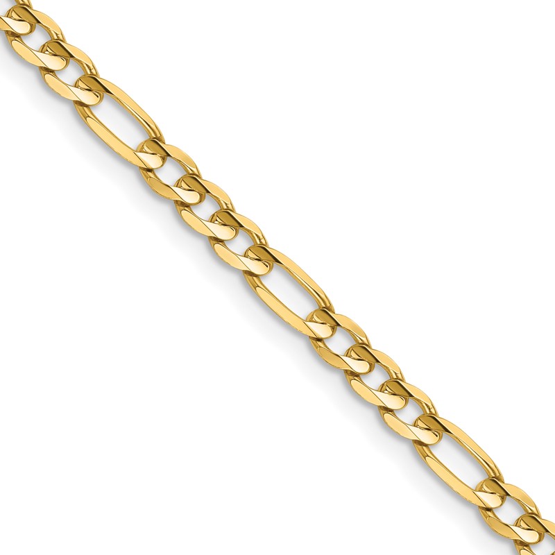 14K 30 inch 4mm Concave Open Figaro with Lobster Clasp Chain