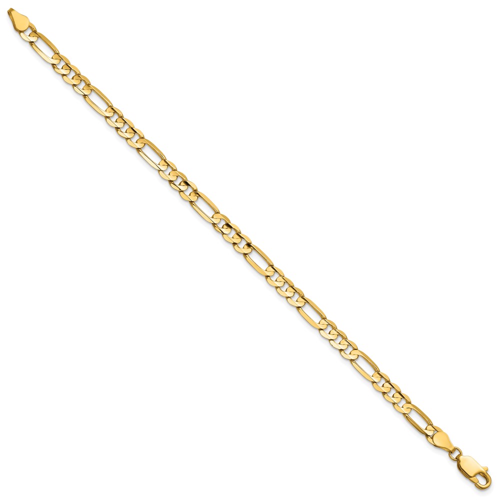 14K 7 inch 4.5mm Concave Open Figaro with Lobster Clasp Bracelet (LFG120-7)