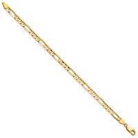 14K 4.5mm Yellow Gold Concave Open Figaro Bracelet with Lobster Clasp, 7" view 2