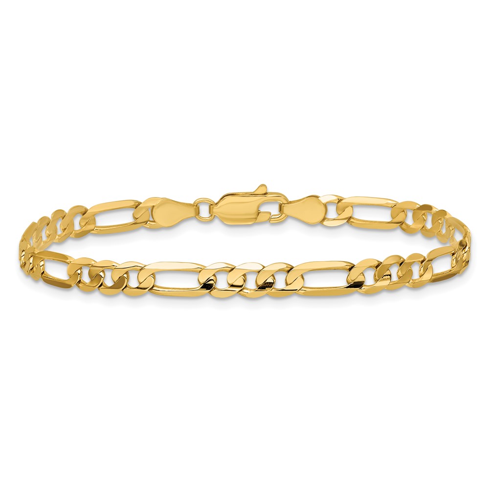 14K 7 inch 4.5mm Concave Open Figaro with Lobster Clasp Bracelet (LFG120-7)