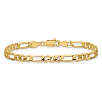 14K 4.5mm Yellow Gold Concave Open Figaro Bracelet with Lobster Clasp, 7" view 4