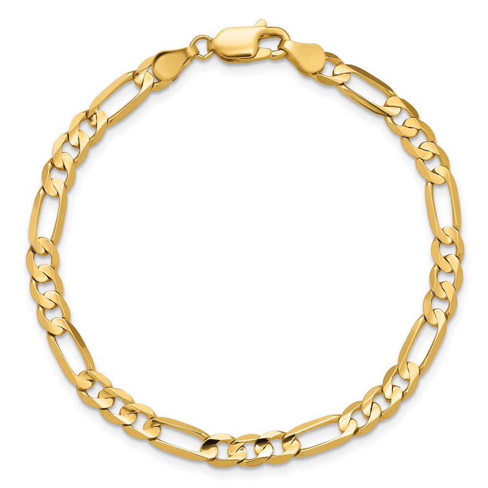 14K 7 inch 4.5mm Concave Open Figaro with Lobster Clasp Bracelet (LFG120-7)