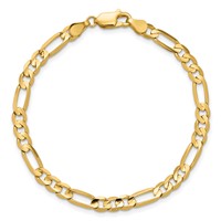 14K 4.5mm Yellow Gold Concave Open Figaro Bracelet with Lobster Clasp, 7" view 5