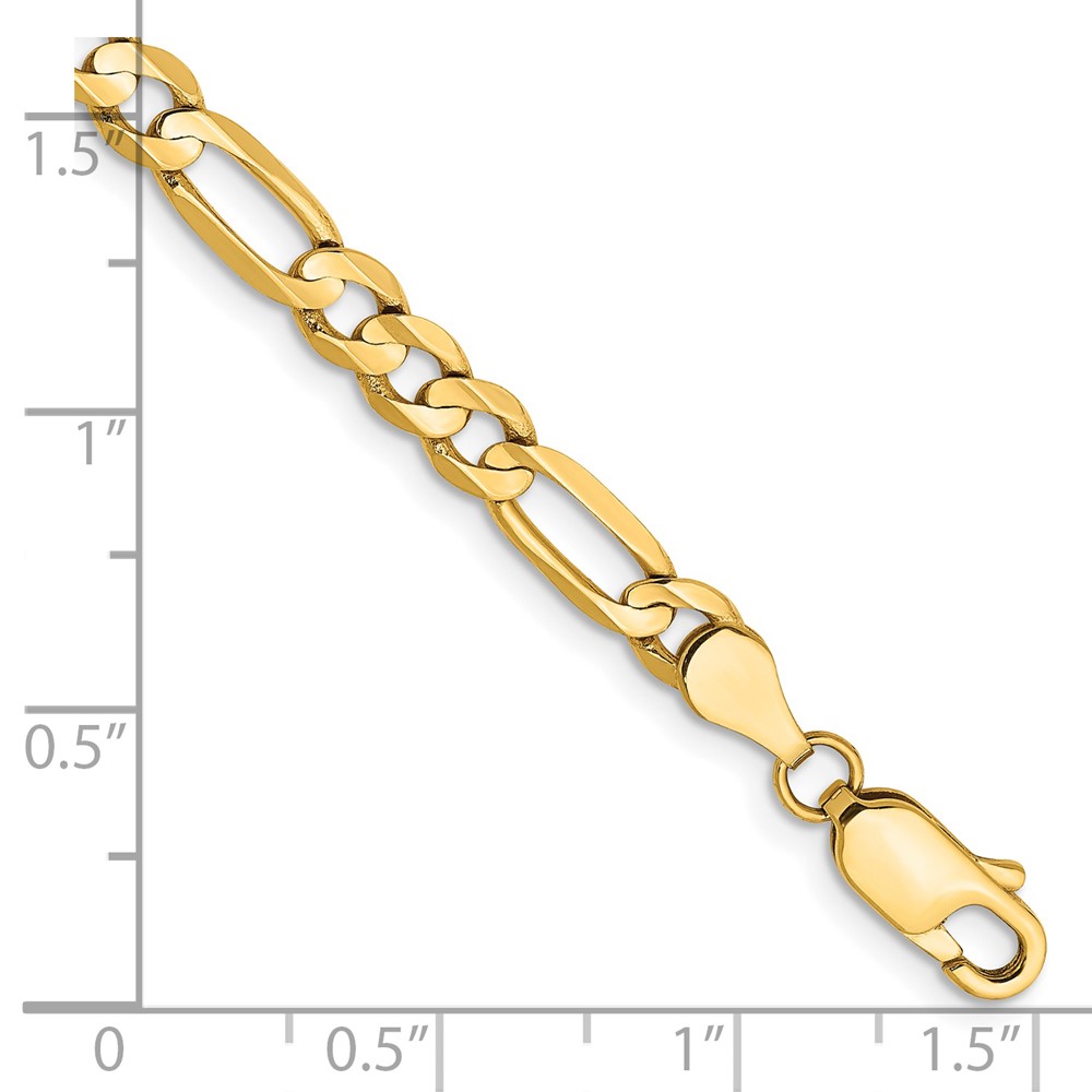 14K 7 inch 4.5mm Concave Open Figaro with Lobster Clasp Bracelet (LFG120-7)