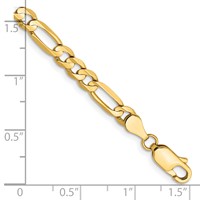 14K 4.5mm Yellow Gold Concave Open Figaro Bracelet with Lobster Clasp, 7" view 3