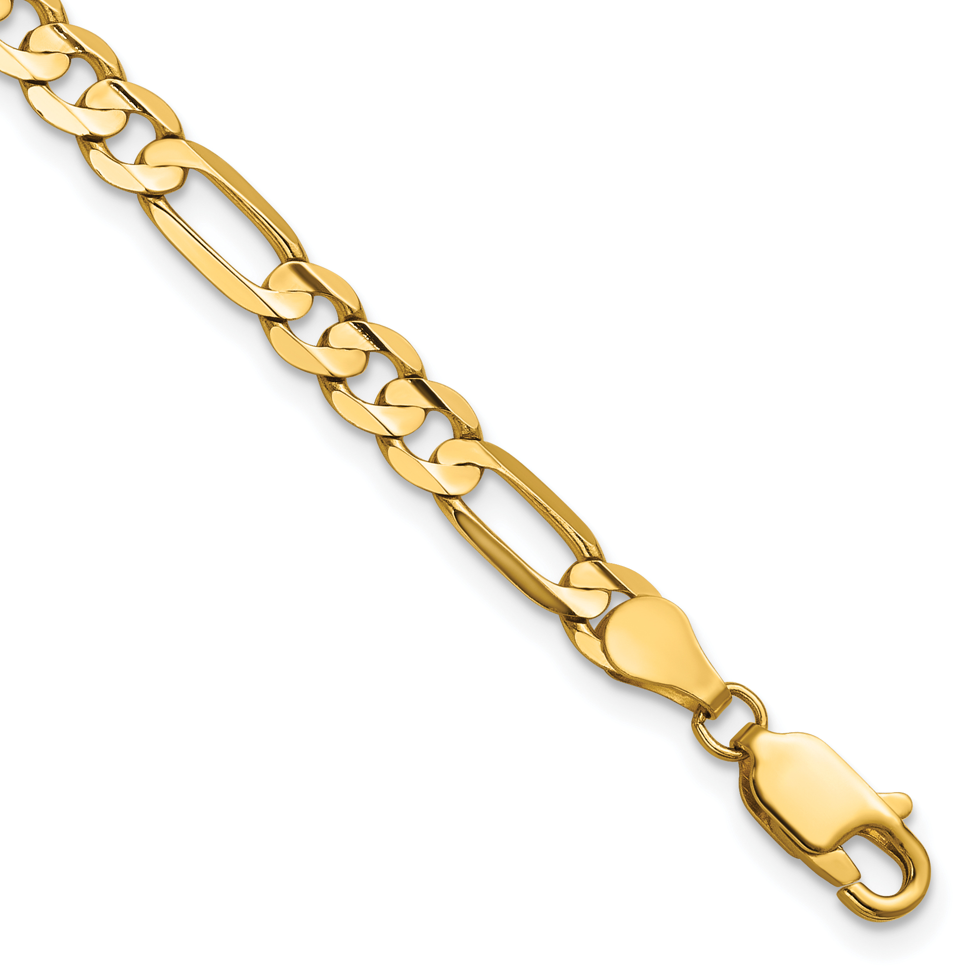 14K 7 inch 4.5mm Concave Open Figaro with Lobster Clasp Bracelet (LFG120-7)