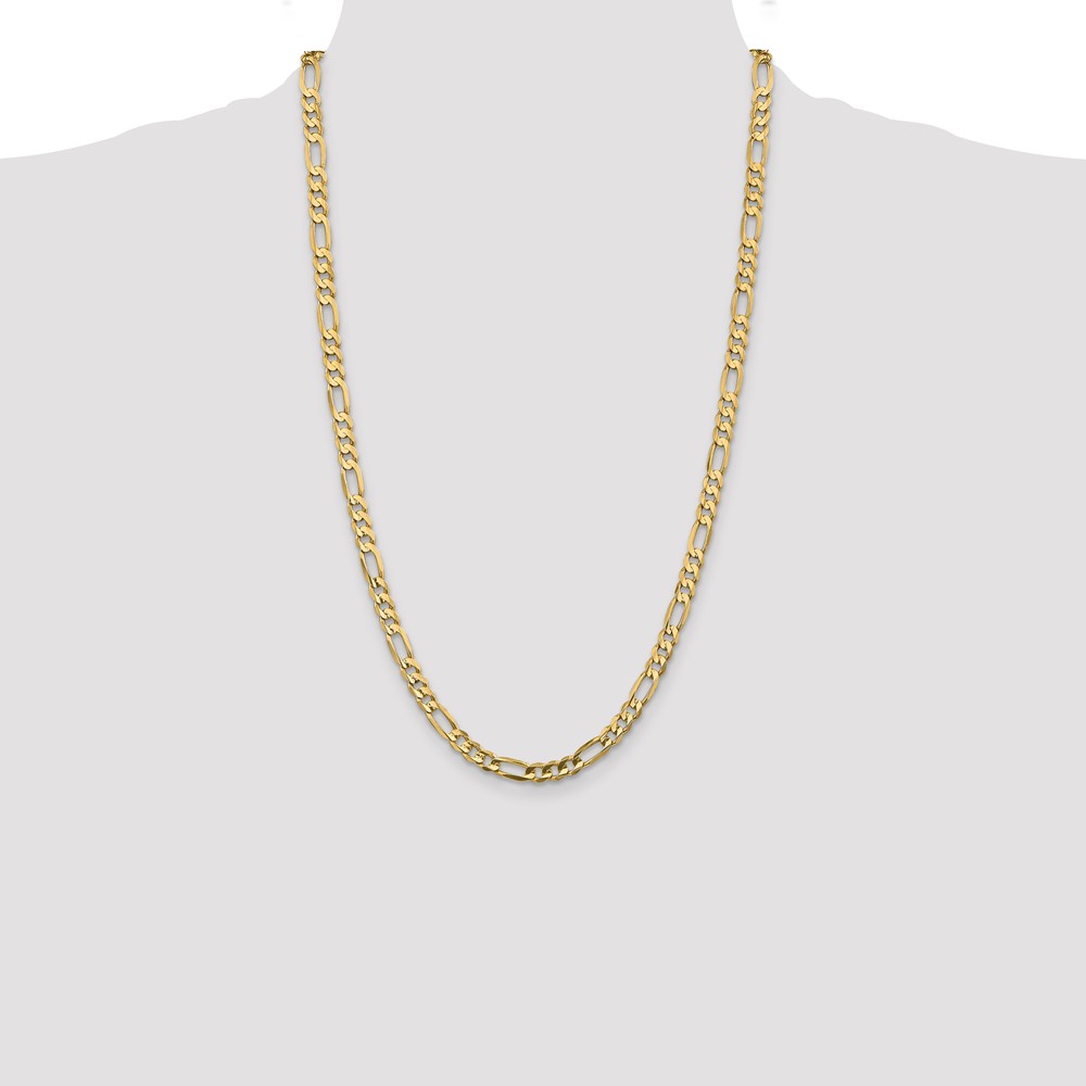 14K 26 inch 5.5mm Concave Open Figaro with Lobster Clasp Chain (LFG140-26)