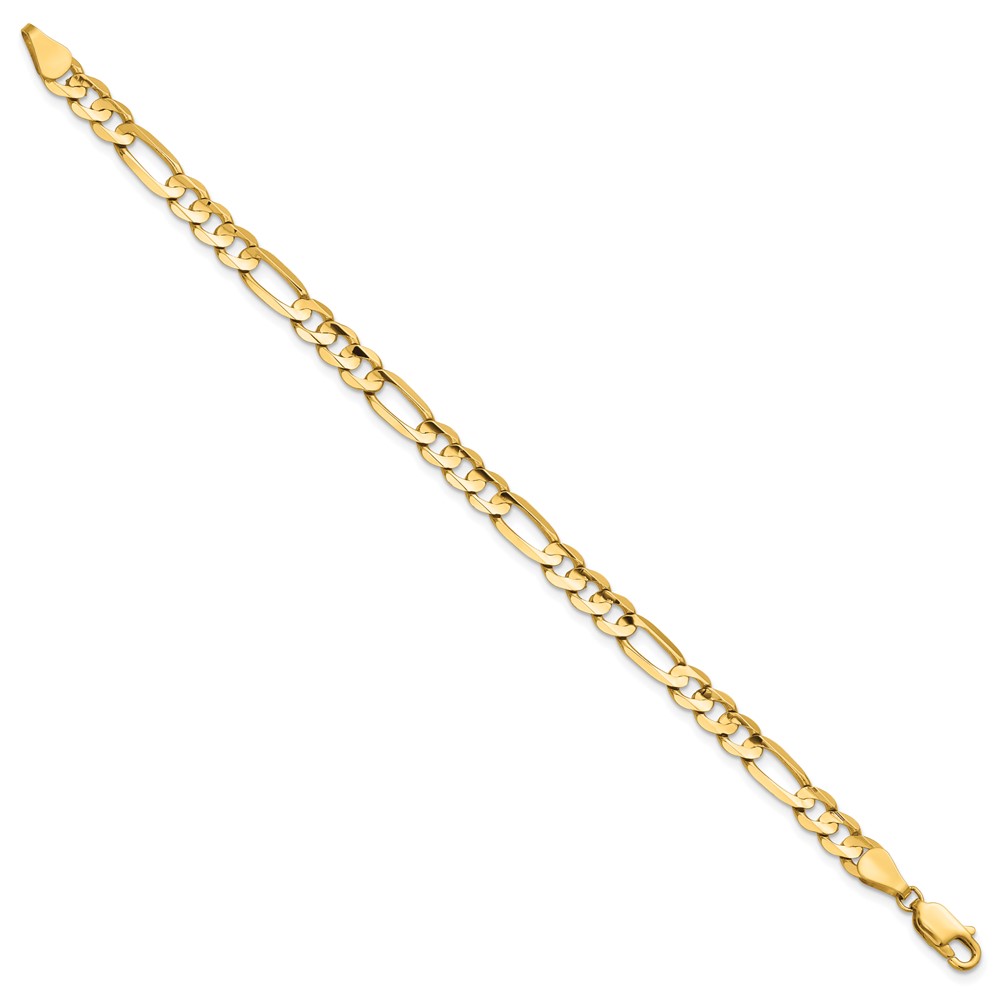 14K 7 inch 5.5mm Concave Open Figaro with Lobster Clasp Bracelet (LFG140-7)