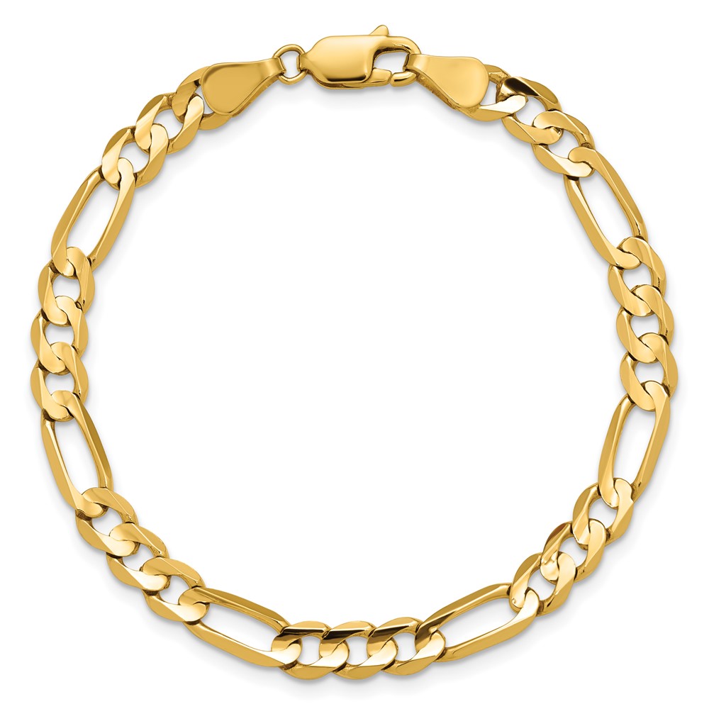 14K 7 inch 5.5mm Concave Open Figaro with Lobster Clasp Bracelet (LFG140-7)