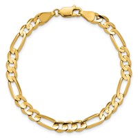 14K 5.5mm Yellow Gold Concave Open Figaro Bracelet with Lobster Clasp - 7in view 5