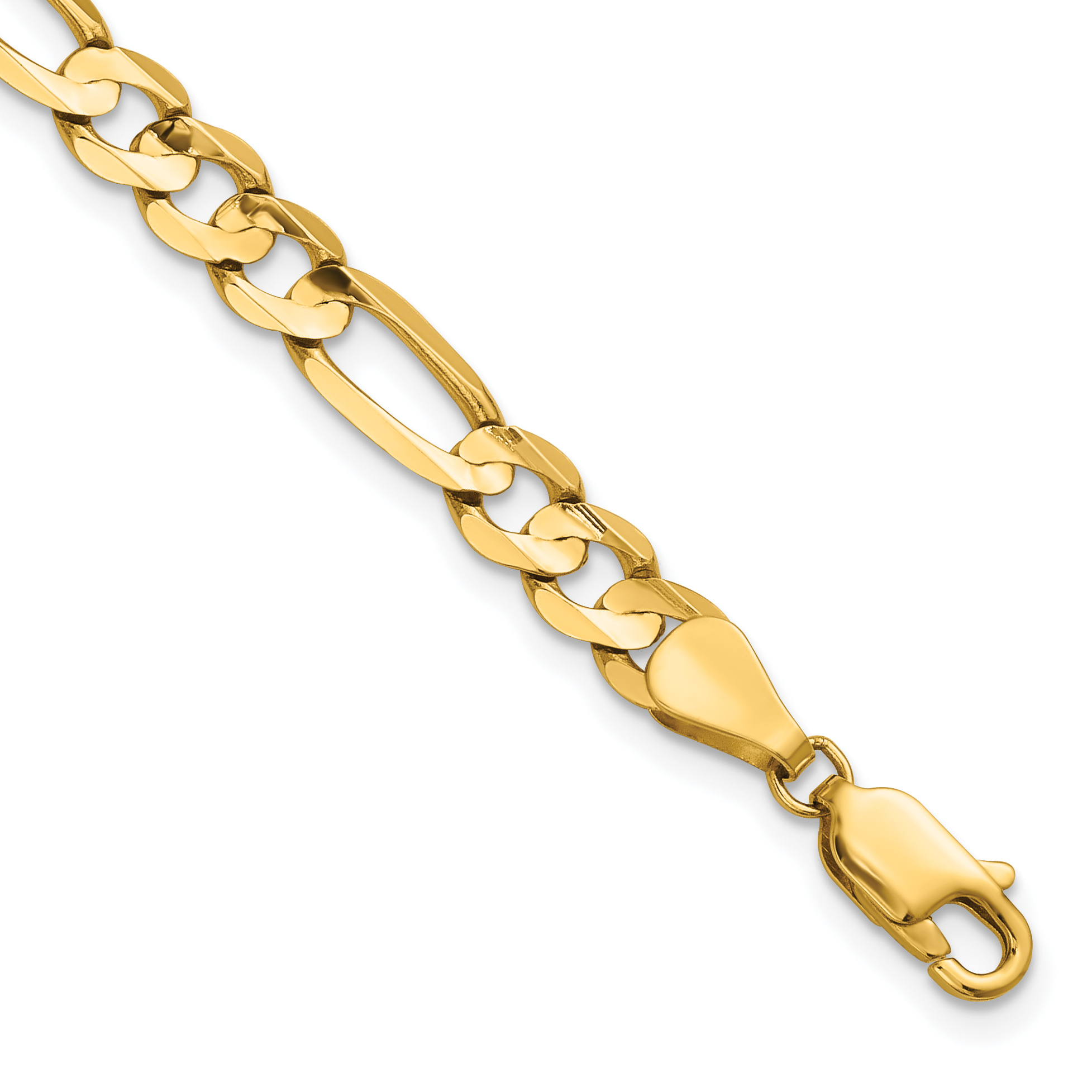 14K 7 inch 5.5mm Concave Open Figaro with Lobster Clasp Bracelet (LFG140-7)