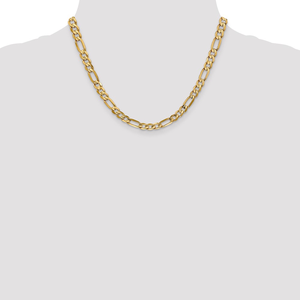 14K 18 inch 6mm Concave Open Figaro with Lobster Clasp Chain (LFG160-18)
