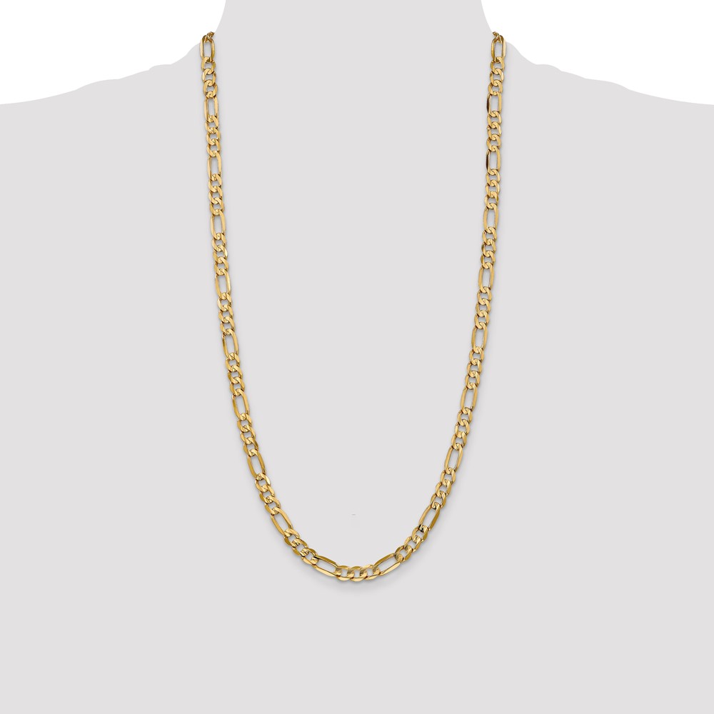 14K 28 inch 6mm Concave Open Figaro with Lobster Clasp Chain (LFG160-28)