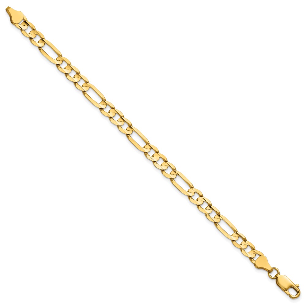 14K 7 inch 6mm Concave Open Figaro with Lobster Clasp Bracelet (LFG160-7)