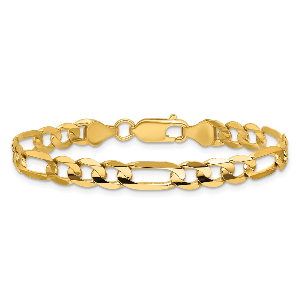 14K 7 inch 6mm Concave Open Figaro with Lobster Clasp Bracelet (LFG160-7)