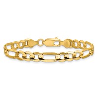 14K 6mm Yellow Gold Concave Open Figaro Bracelet with Lobster Clasp, 7" view 4