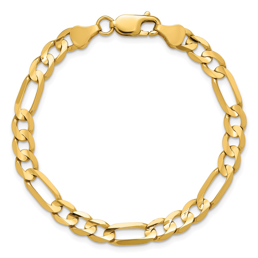 14K 7 inch 6mm Concave Open Figaro with Lobster Clasp Bracelet (LFG160-7)