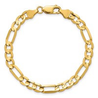 14K 6mm Yellow Gold Concave Open Figaro Bracelet with Lobster Clasp, 7" view 5