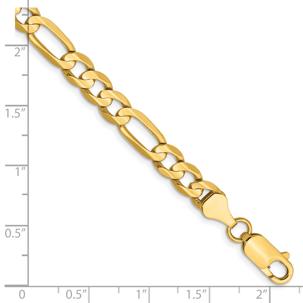 14K 7 inch 6mm Concave Open Figaro with Lobster Clasp Bracelet (LFG160-7)
