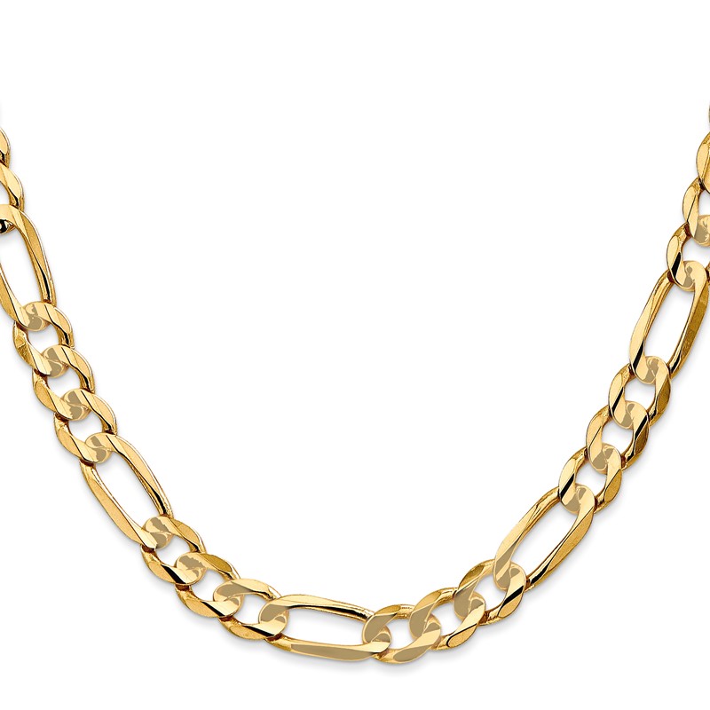 14K 26 inch 6.75mm Concave Open Figaro with Lobster Clasp Chain