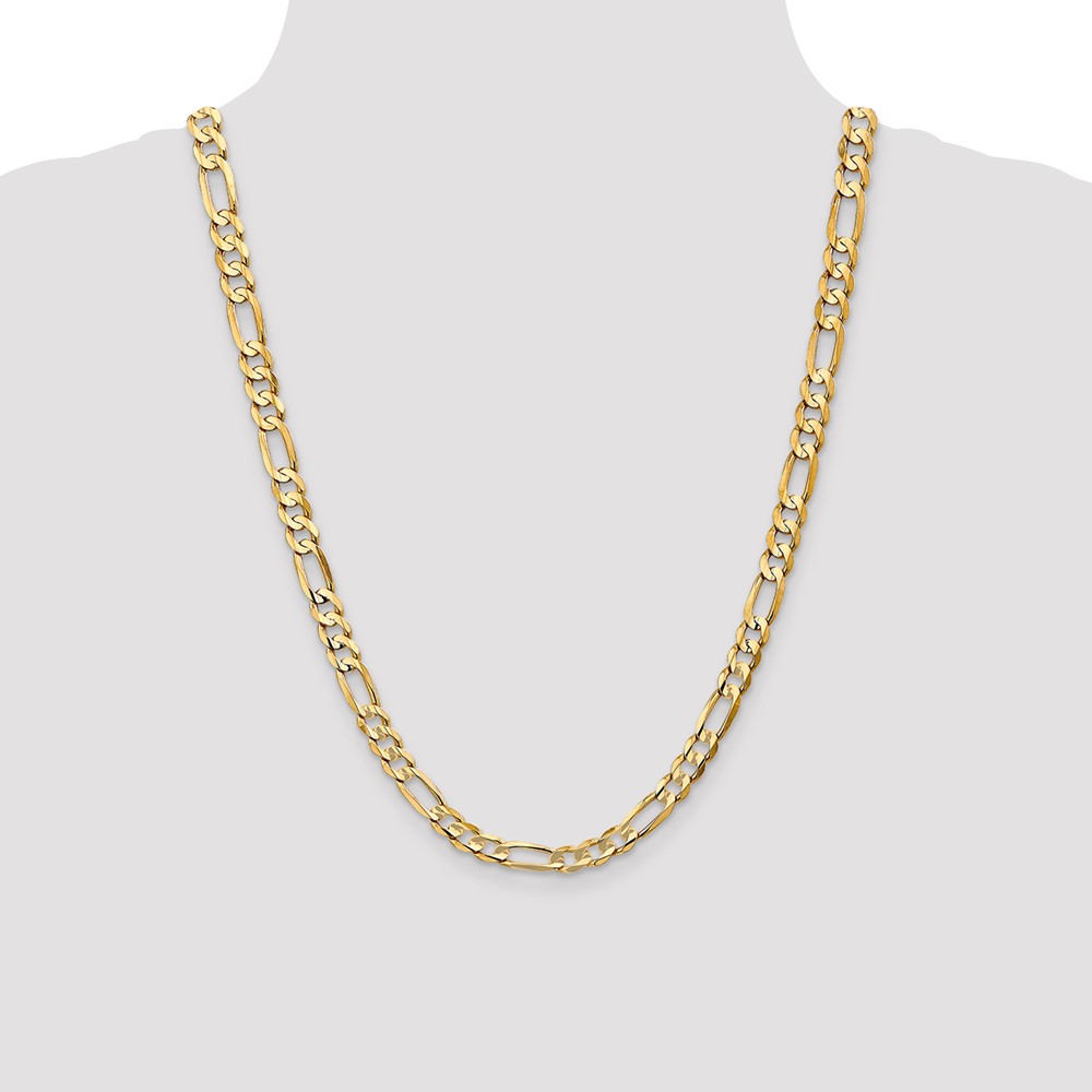 14K 24 inch 6.75mm Concave Open Figaro with Lobster Clasp Chain (LFG180-24)