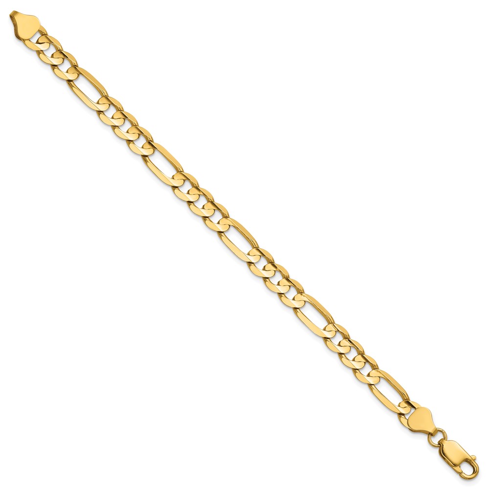 14K 7 inch 6.75mm Concave Open Figaro with Lobster Clasp Bracelet (LFG180-7)