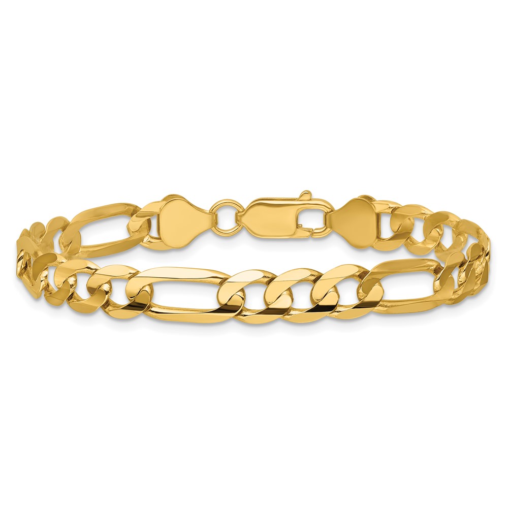 14K 7 inch 6.75mm Concave Open Figaro with Lobster Clasp Bracelet (LFG180-7)