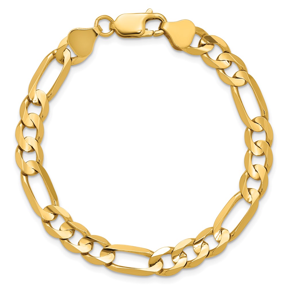 14K 7 inch 6.75mm Concave Open Figaro with Lobster Clasp Bracelet (LFG180-7)