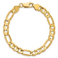 14K 6.75mm Yellow Gold Concave Open Figaro Bracelet with Lobster Clasp, 7" view 5