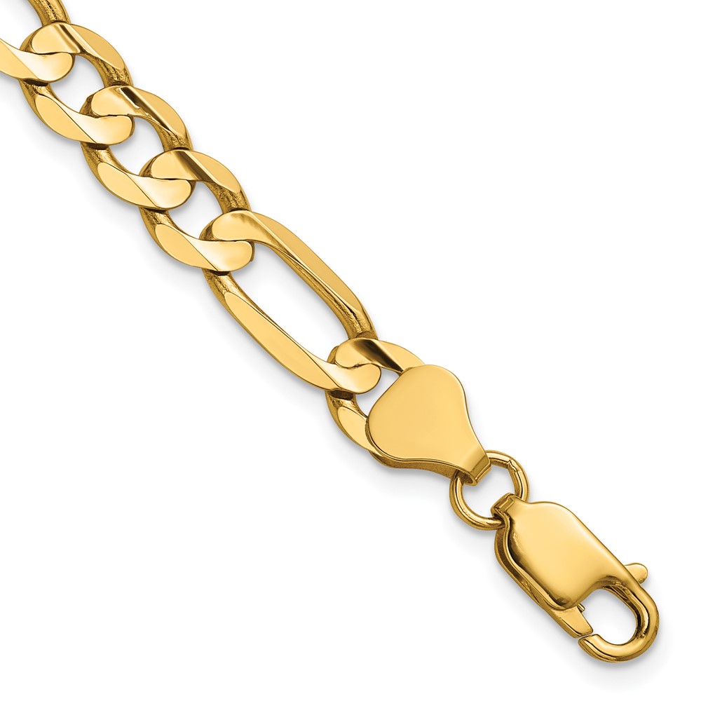 14K 7 inch 6.75mm Concave Open Figaro with Lobster Clasp Bracelet (LFG180-7)