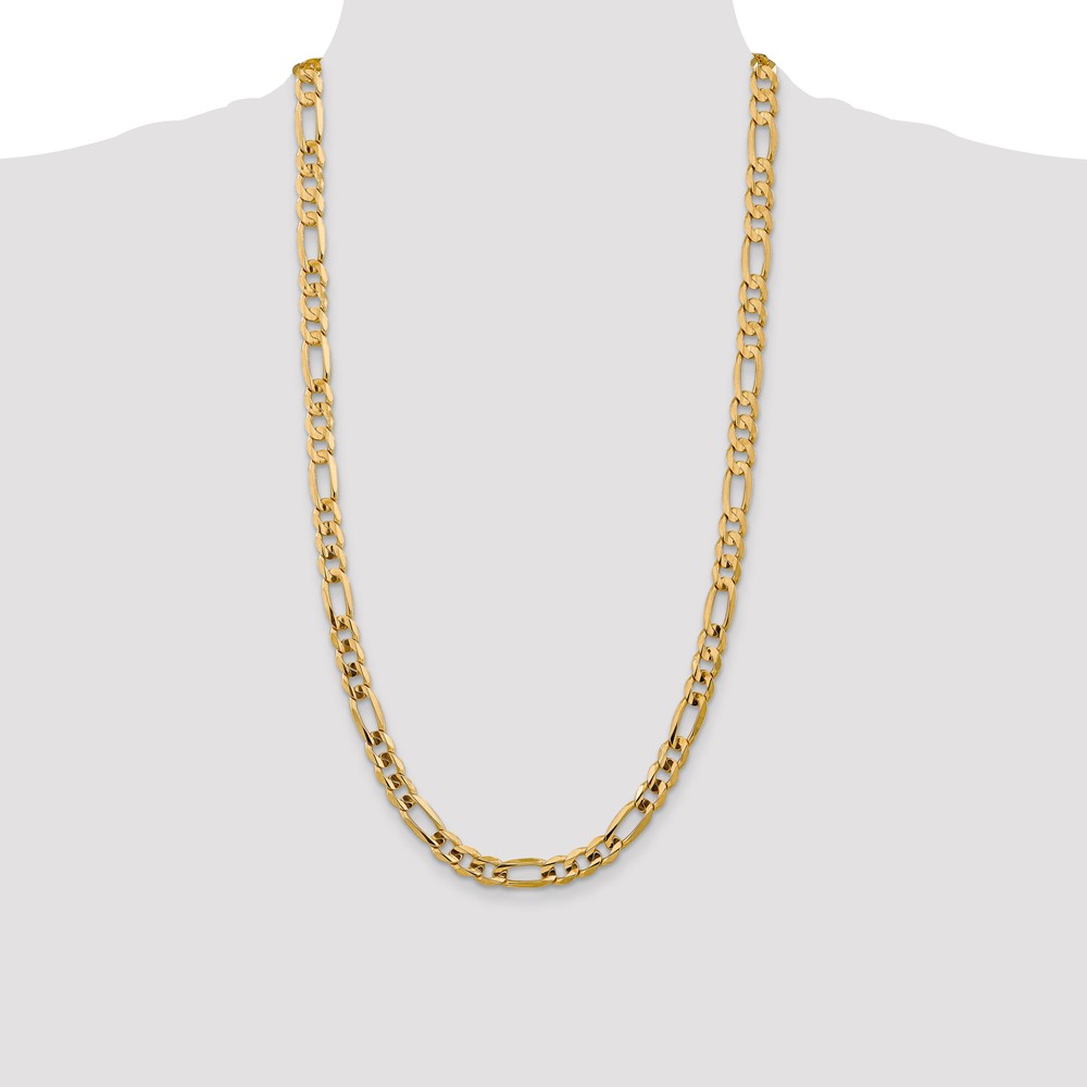 14K 28 inch 7.5mm Concave Open Figaro with Lobster Clasp Chain (LFG200-28)
