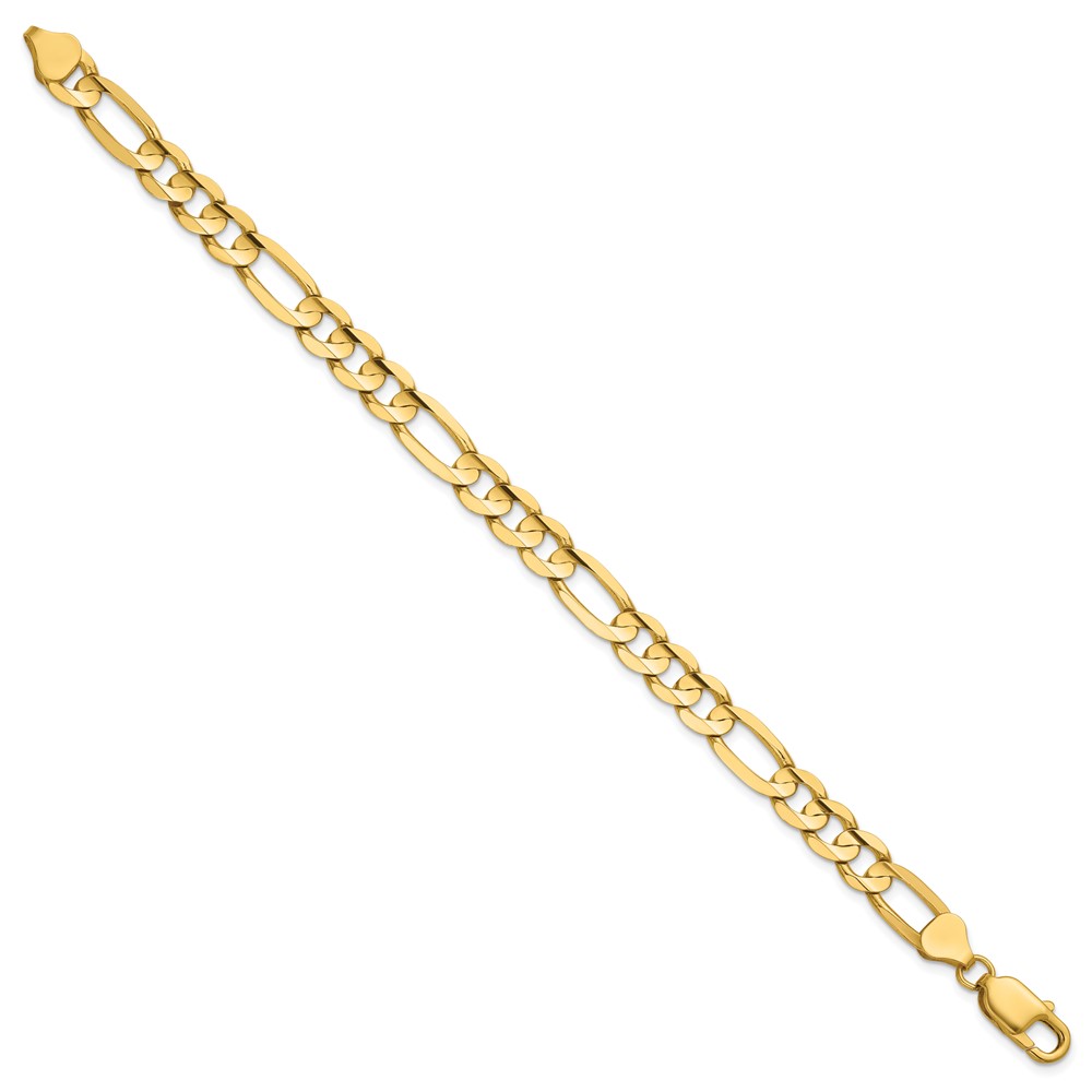 14K 8 inch 7.5mm Concave Open Figaro with Lobster Clasp Bracelet (LFG200-8)