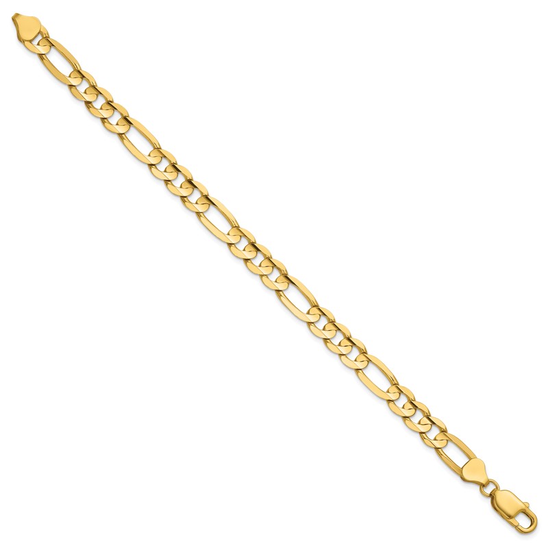 14K 9 inch 7.5mm Concave Open Figaro with Lobster Clasp Chain