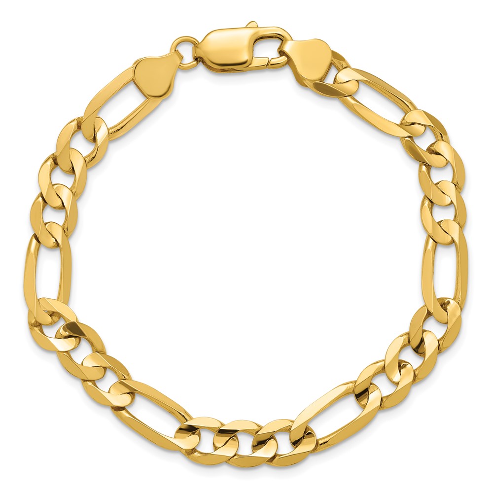 14K 8 inch 7.5mm Concave Open Figaro with Lobster Clasp Bracelet (LFG200-8)