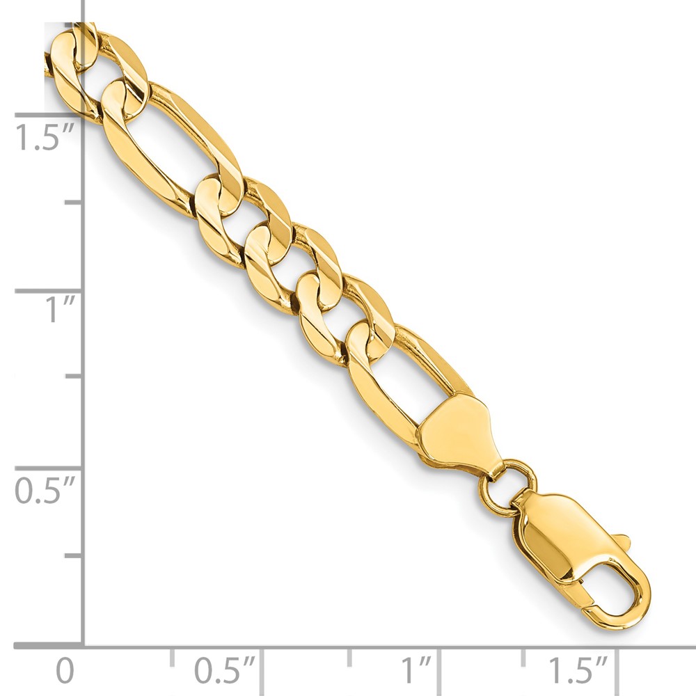 14K 8 inch 7.5mm Concave Open Figaro with Lobster Clasp Bracelet (LFG200-8)