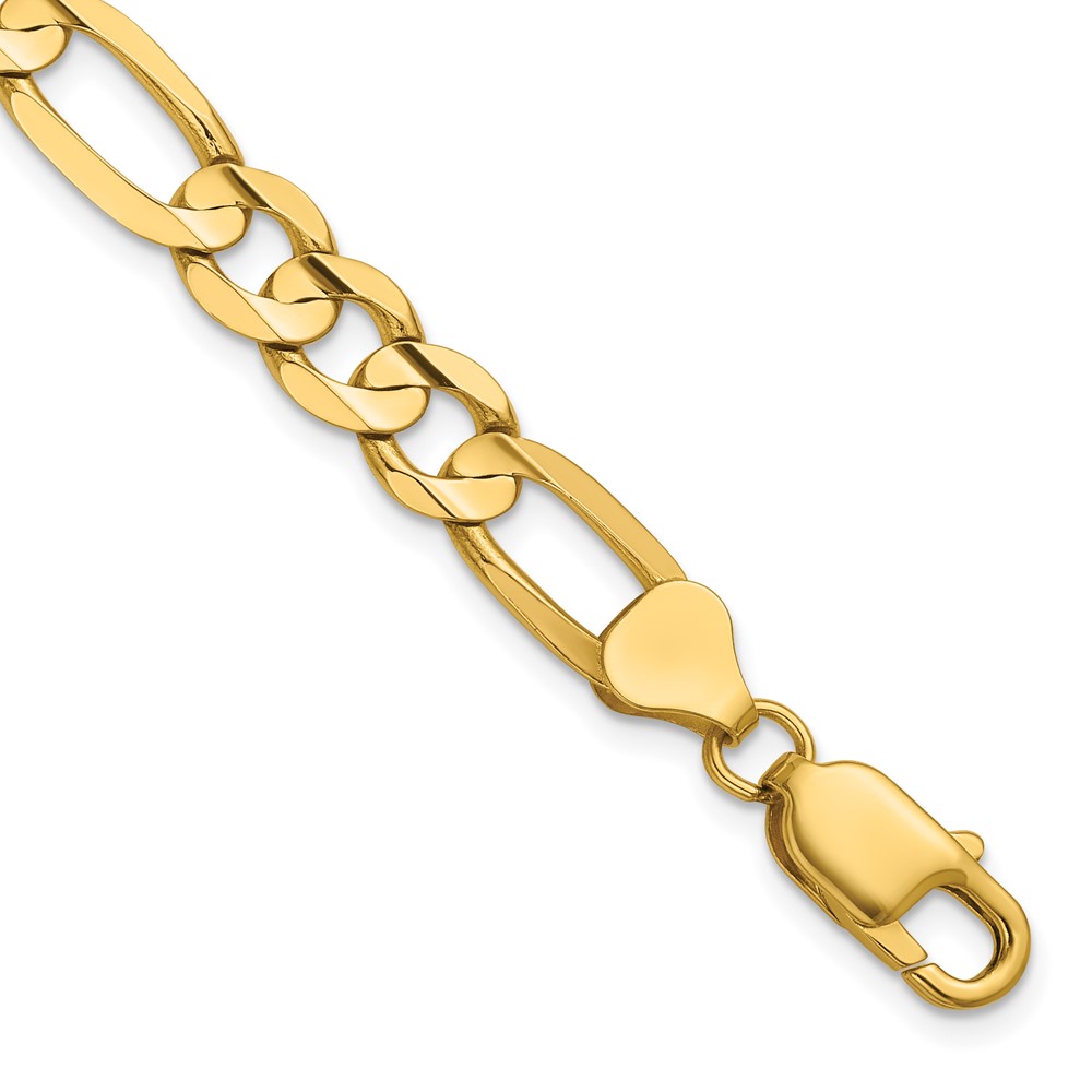 14K 8 inch 7.5mm Concave Open Figaro with Lobster Clasp Bracelet (LFG200-8)