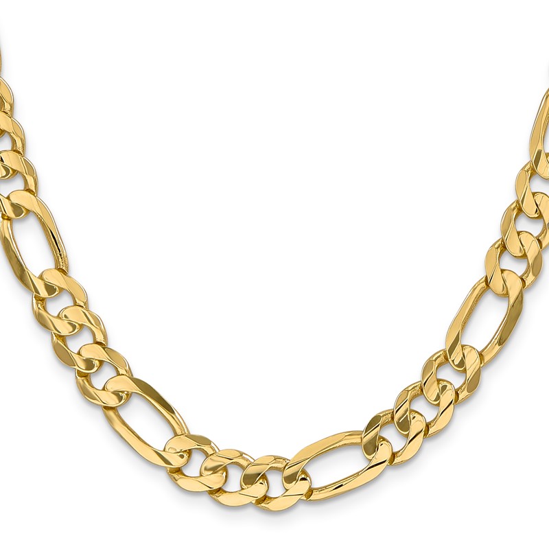 14K 24 inch 8.75mm Concave Open Figaro with Lobster Clasp Chain