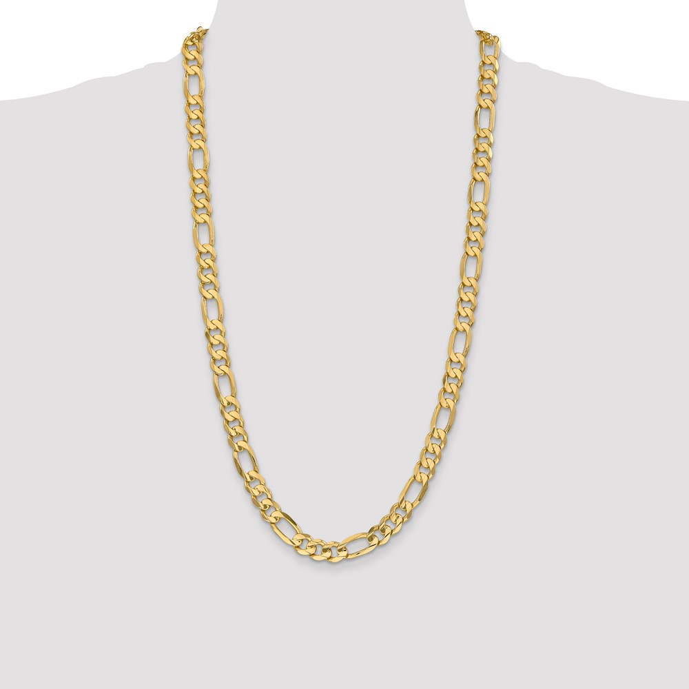 14K 28 inch 8.75mm Concave Open Figaro with Lobster Clasp Chain (LFG220-28)