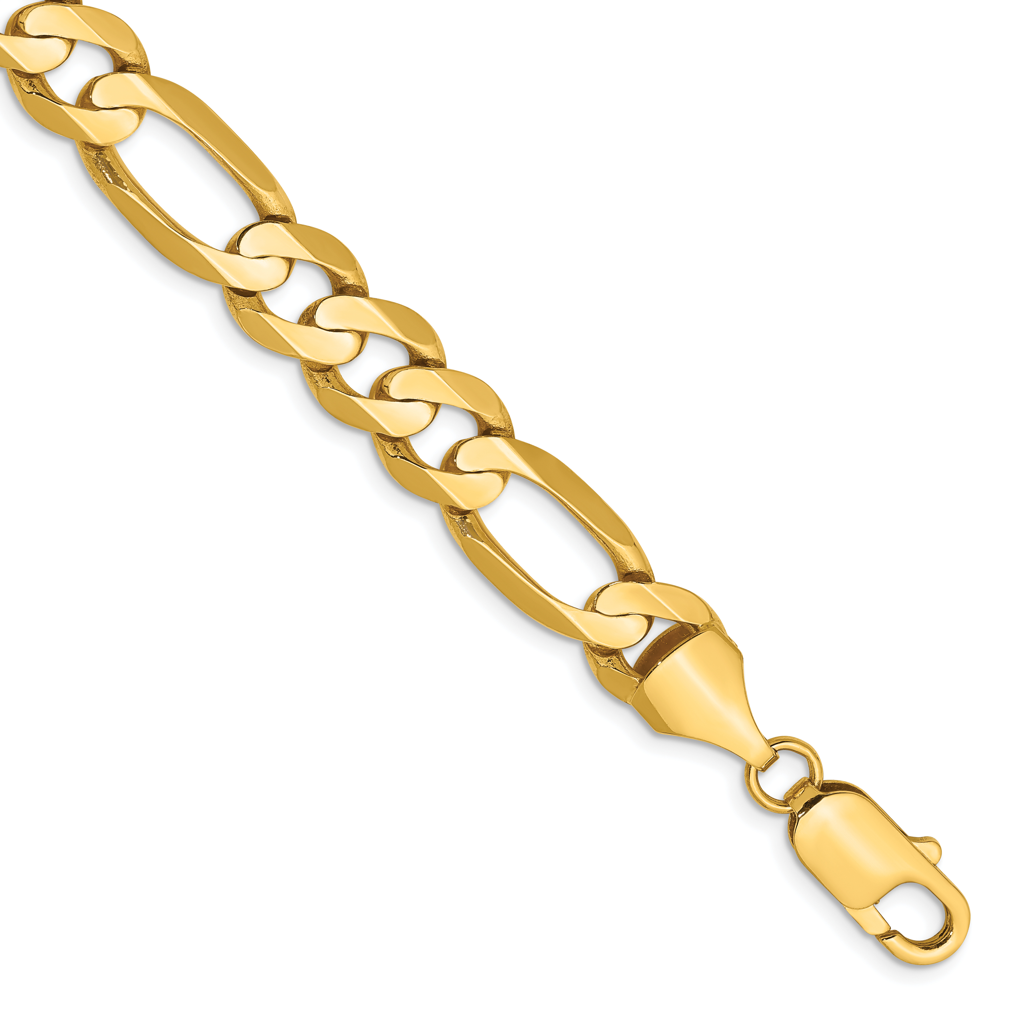 14K 9 inch 8.75mm Concave Open Figaro with Lobster Clasp Chain (LFG220-9)