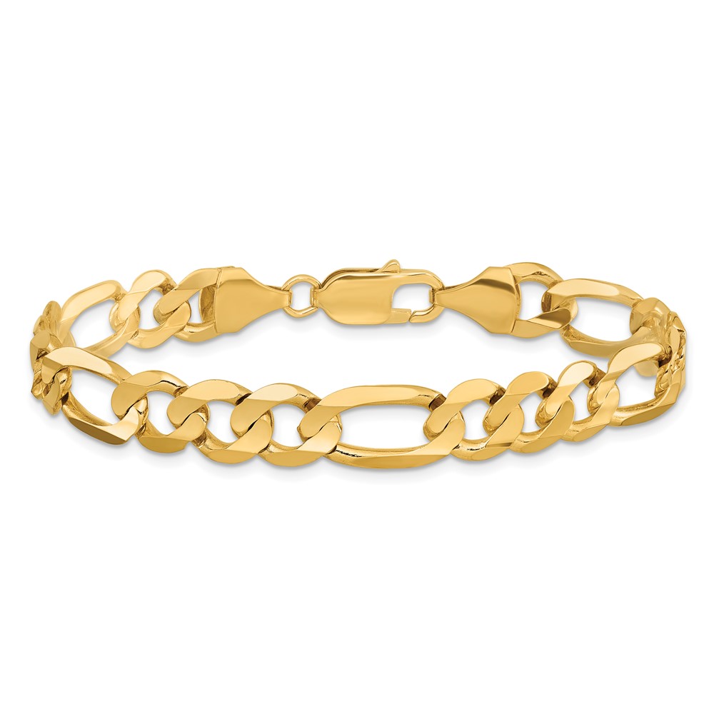 14K 8 inch 8.75mm Concave Open Figaro with Lobster Clasp Bracelet (LFG220-8)