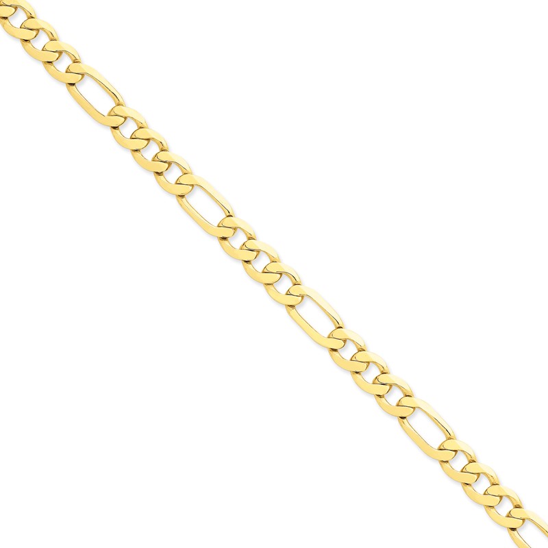 14K 8 inch 8.75mm Concave Open Figaro with Lobster Clasp Bracelet
