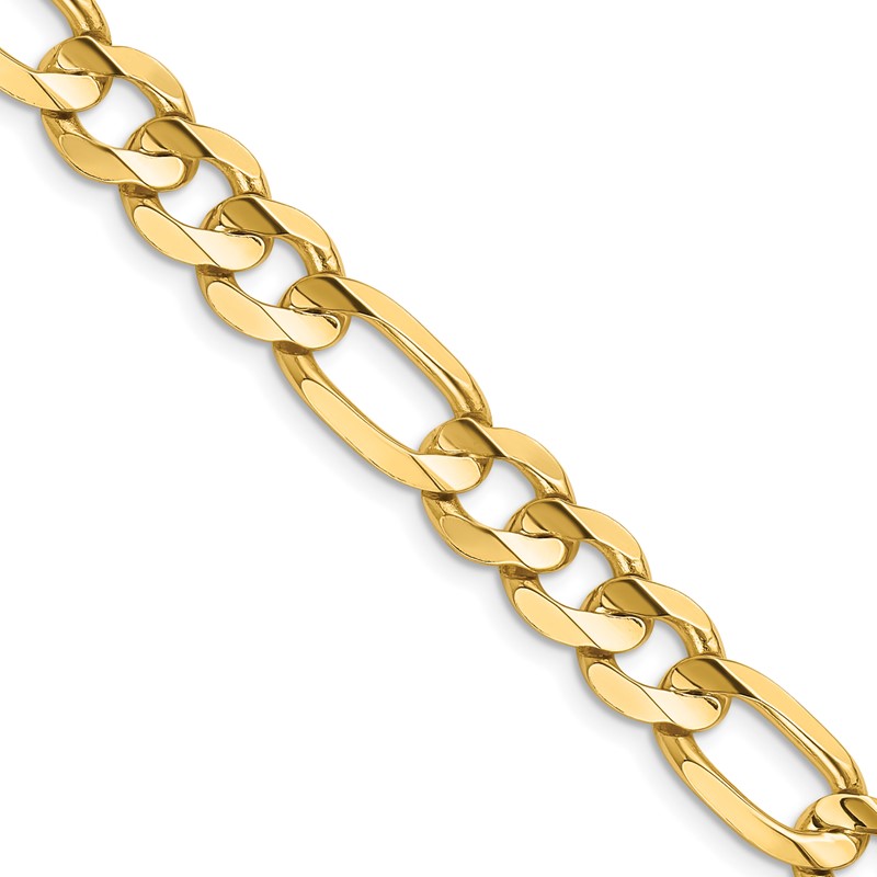 14K 24 inch 8.75mm Concave Open Figaro with Lobster Clasp Chain