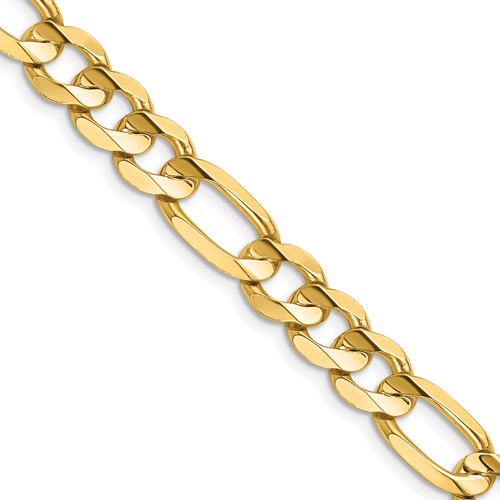 14K 22 inch 8.75mm Concave Open Figaro with Lobster Clasp Chain