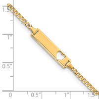 14K Yellow Gold Polished Solid Chain Solid Plate Curb Link Cut-out Heart 20x5mm Plate ID Bracelet - 7in view 4