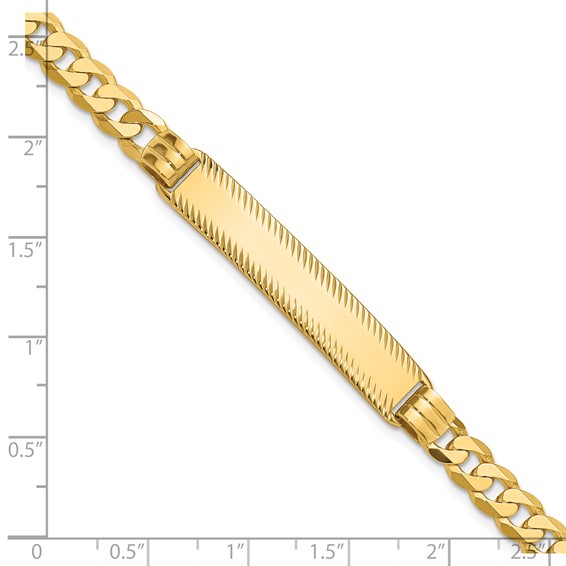 14k Polished Solid Chain/Solid Plate Curb Link Diamond-cut 40x8mm Plate 7 inch ID Bracelet