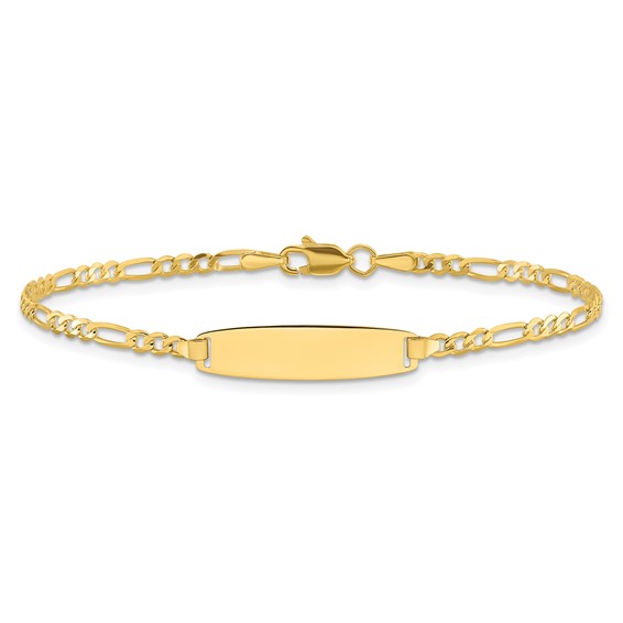 14k Polished Solid Chain/Solid Plate Figaro Link 19.5x5.5mm Plate 8 inch ID Bracelet