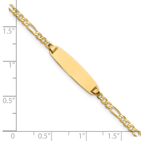 14k Polished Solid Chain/Solid Plate Figaro Link 19.5x5.5mm Plate 8 inch ID Bracelet