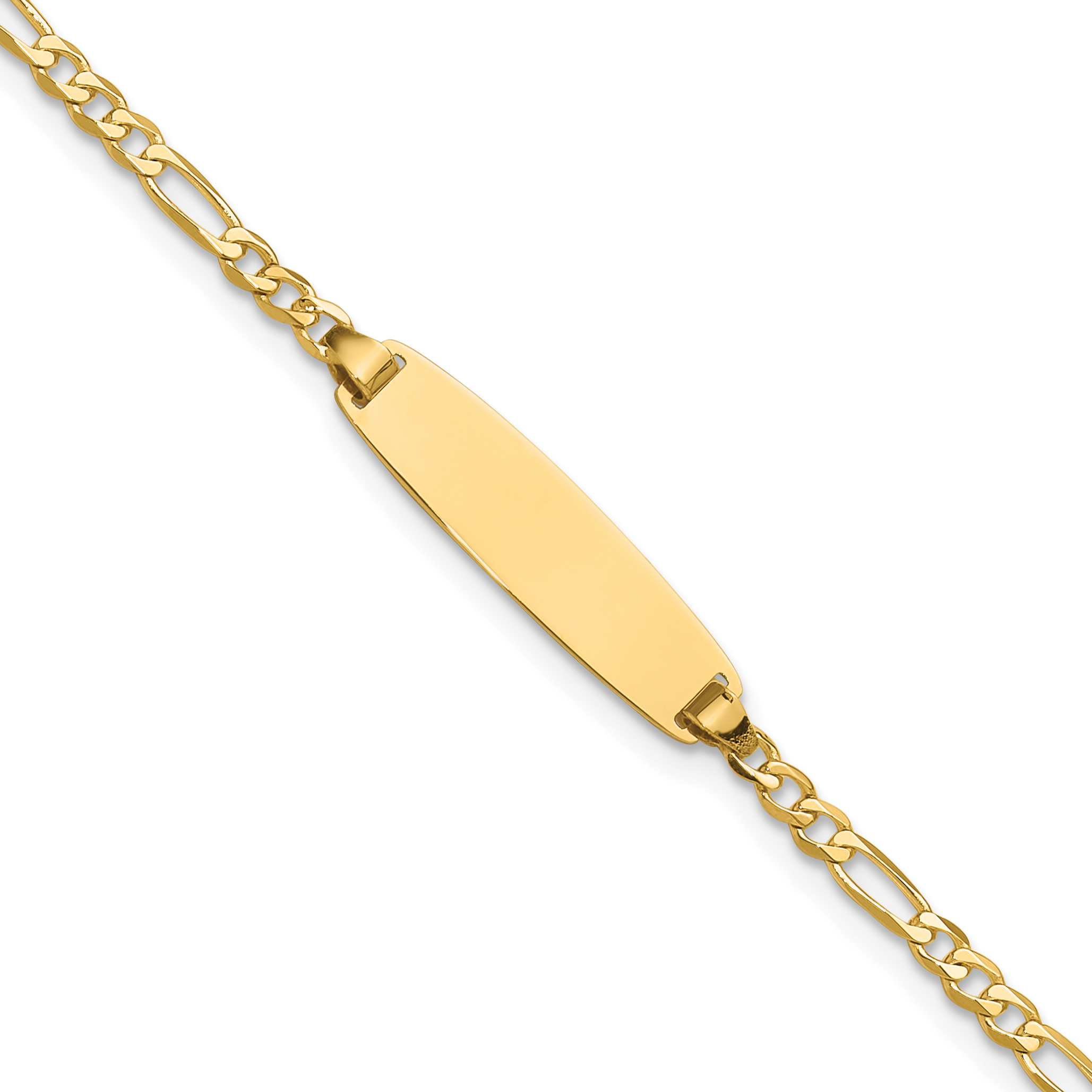 14k Polished Solid Chain/Solid Plate Figaro Link 19.5x5.5mm Plate 8 inch ID Bracelet (LID104-8)