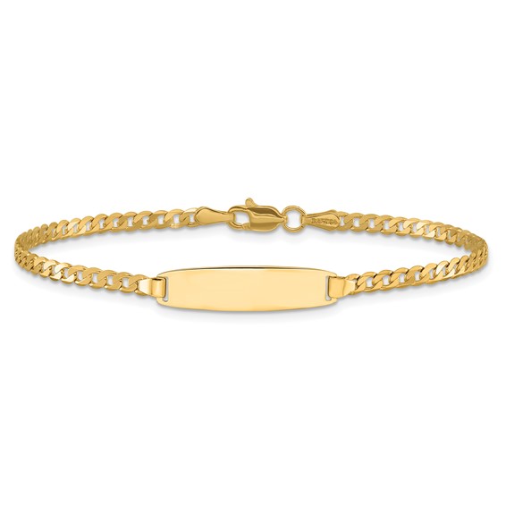 14k Polished Solid Chain/Solid Plate Curb Link 19.5x5.5mm Plate 8 inch ID Bracelet